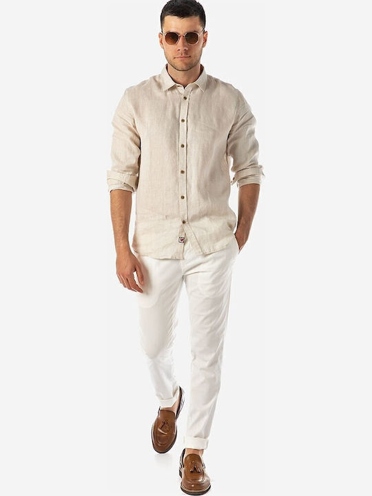 Long-sleeved Linen Shirt Beige