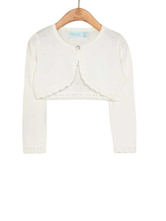 Abel & Lula Girls Knitted Bolero Jacket with Buttons White