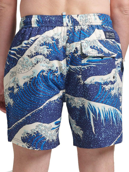 Hawaiian Men's Swimwear Shorts Blue with Patterns