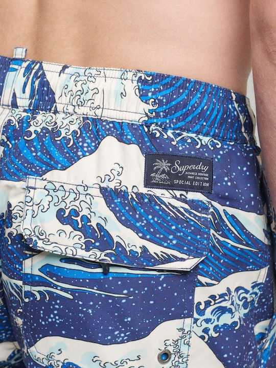 Hawaiian Men's Swimwear Shorts Blue with Patterns