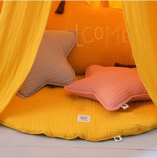 Funna Baby Round Kinder Teppich Gelb Rund mit Durchmesser 110cm