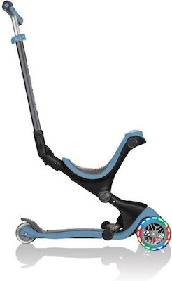 Globber Kids Scooter Go Up Deluxe Lights 3-Wheel with Seat Ash Blue