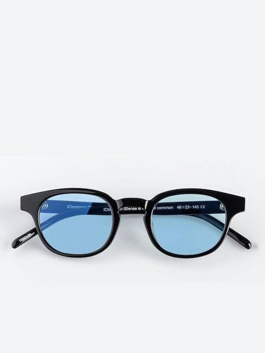 Common Sense CS003 Sunglasses with Black Light Blue Plastic Frame and Light Blue Lens CS003