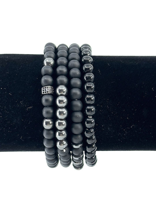Legend Accessories Bracelet Stainless Steel with Lava Stones 21cm