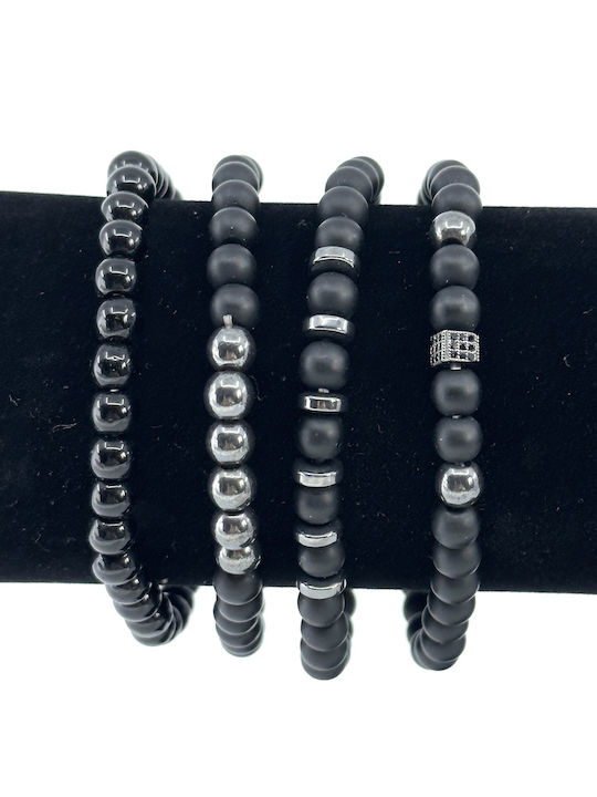 Legend Accessories Bracelet Stainless Steel with Lava Stones 21cm