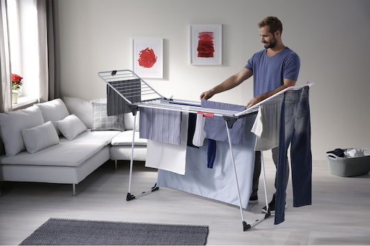 Vileda Magnum Folding Floor Metallic Clothes Drying Rack with Wheels with Hanging Length 12m