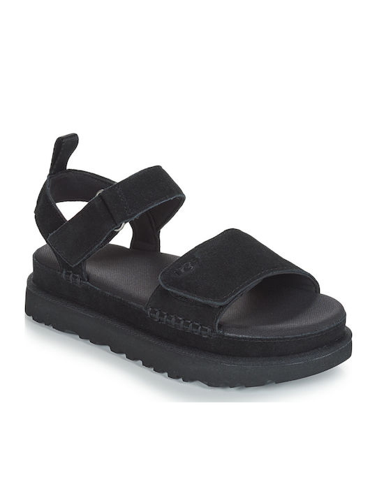 Goldenstar Γυναικεία Σανδάλια Flatforms Μαύρα