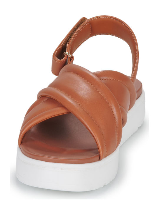 Zayne Δερμάτινα Γυναικεία Σανδάλια Flatforms Ταμπά