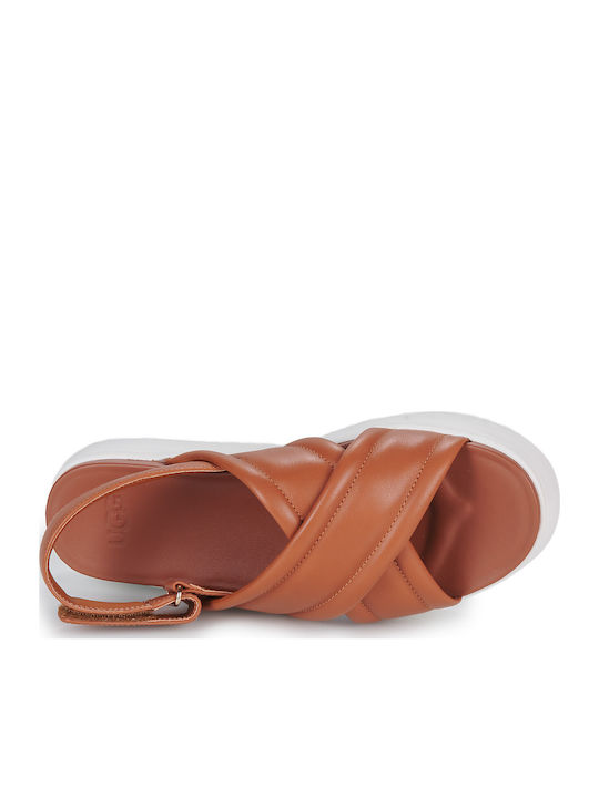 Zayne Δερμάτινα Γυναικεία Σανδάλια Flatforms Ταμπά