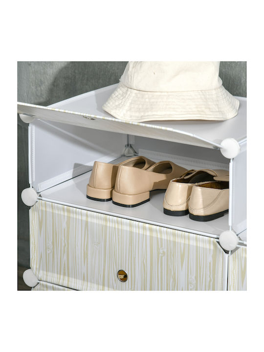 Plastică Suport pentru pantofi cu 6 Rafturi Albă L45xW36.5xH108cm