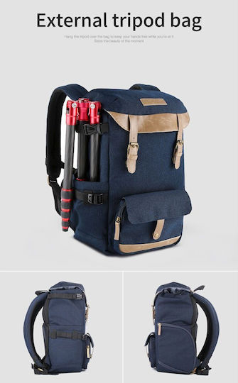 K&F Concept Travel Outdoor Τσάντα Πλάτης Φωτογραφικής Μηχανής Μπλε