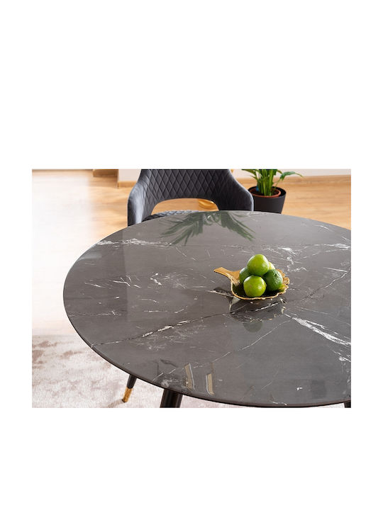 Cyril II Table Dining Room with Glass Surface Black 100x100x76cm