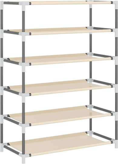 Stoff Schuhschrank mit 5 Regalen Cream L60xW28xH90cm