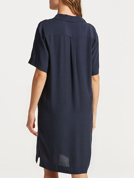 Gant Summer Mini Dress with Slit Navy Blue