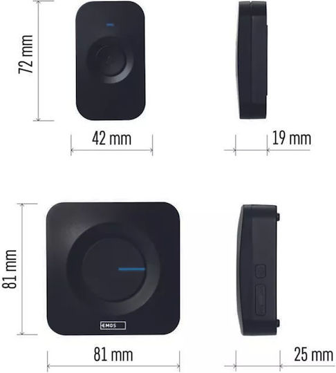 Emos Wireless Doorbell Black