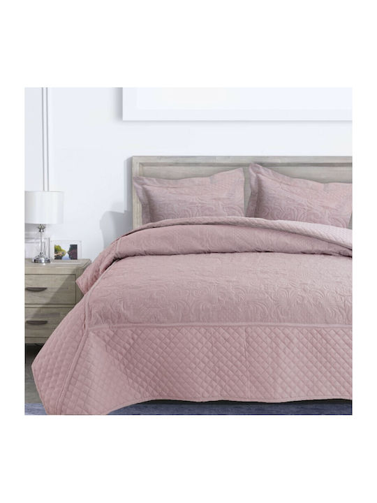 Anna Riska Olivia Set Coverlet Queen Size Microfiber Blush Pink 220x240cm 3pcs