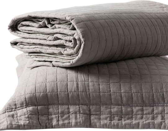 Silk Fashion Stonewashed Set Coverlet Queen Size Cotton Coffee 220x240cm 3pcs