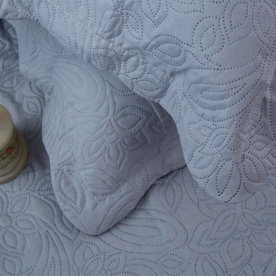 Silk Fashion Solid Set Coverlet Single from Cotton & Polyester Grey 160x220cm