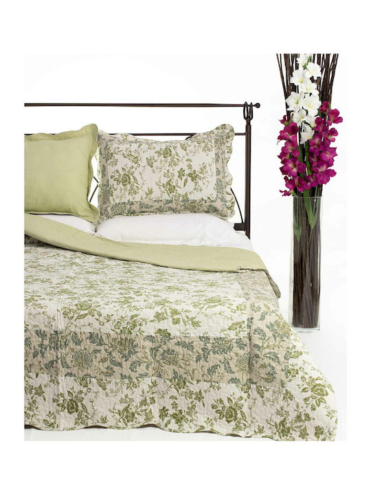 Silk Fashion 7378-5 Σετ Κουβερλί Μονό Βαμβακερό Πράσινο 160x220cm 2τμχ