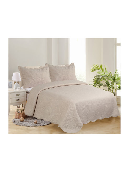 Silk Fashion Solid Set Coverlet Single from Cotton & Polyester Camel 160x220cm 2pcs