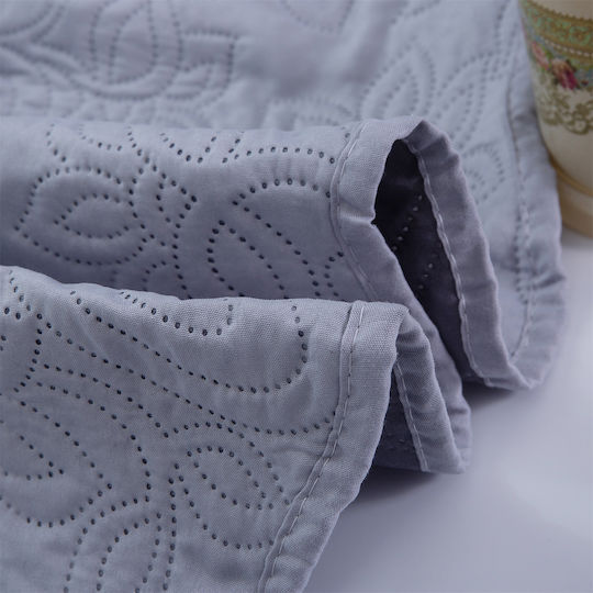 Silk Fashion Solid Set Coverlet Single from Cotton & Polyester Grey 160x220cm