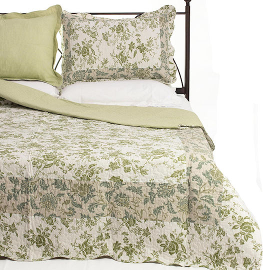 Silk Fashion 7378-5 Подредба Покривало Единично Памук Зелен 160x220см 2бр