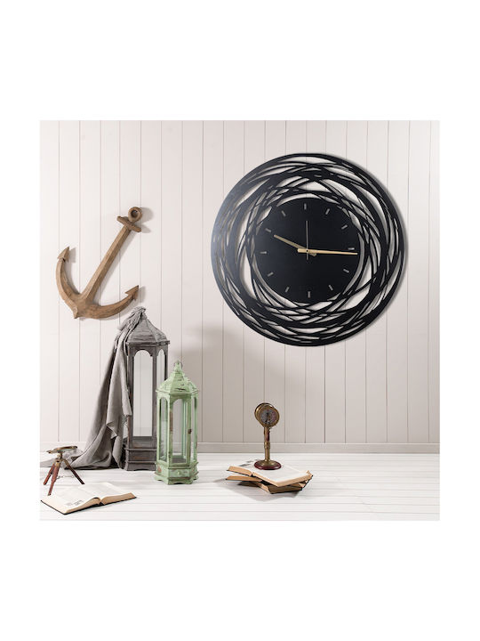 HomeMarkt Lines Wall Clock Metallic Black Ø50cm