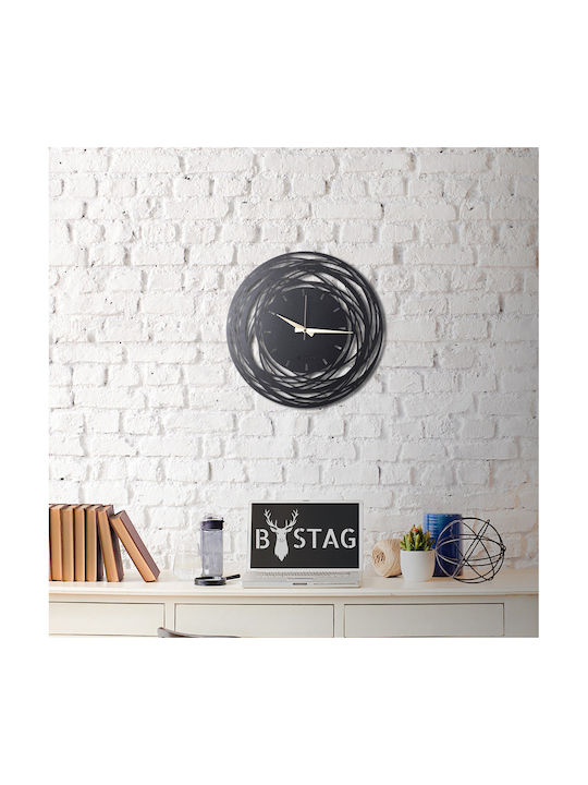 HomeMarkt Lines Wall Clock Metallic Black Ø50cm