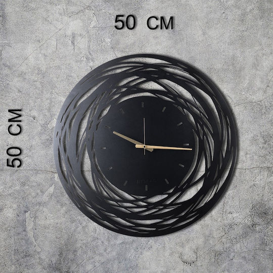 HomeMarkt Lines Ρολόι Τοίχου Μεταλλικό Μαύρο Ø50cm