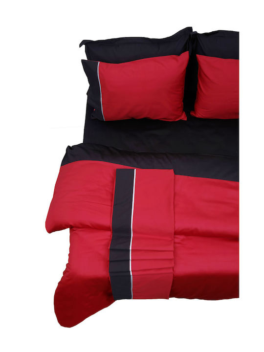 Anna Riska Luxury Bicolour Tagesdecke Übergröße Baumwollsatin Red / Black 220x240cm