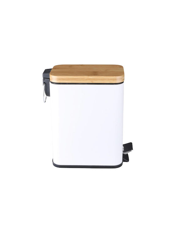 Vesta Metallic Toilet Bin with Soft Close Lid 5lt White