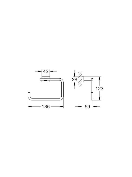 Grohe Cube Single Wall-Mounted Bathroom Ring ​18.6x18.6cm Silver
