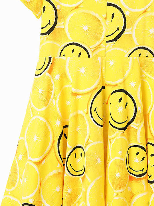 Smiley Limon Children's Dress Short Sleeve Yellow