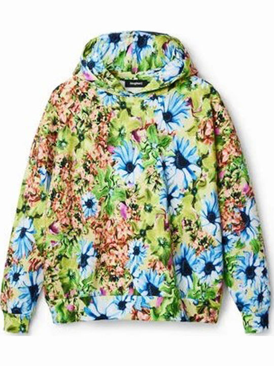 Bugs Flowers Γυναικείο Φούτερ με Κουκούλα Πράσινο