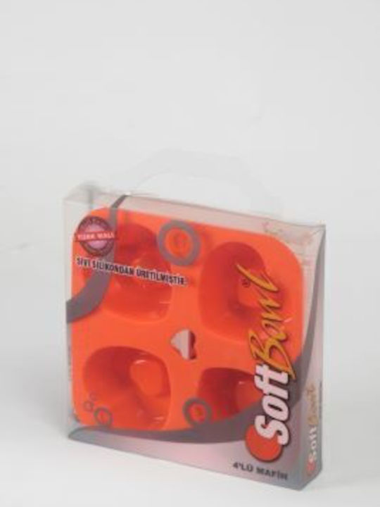 SoftBowl No Coating Silicone Chocolates 4 Cups Baking Pan Heart 16.7x16.7x3cm