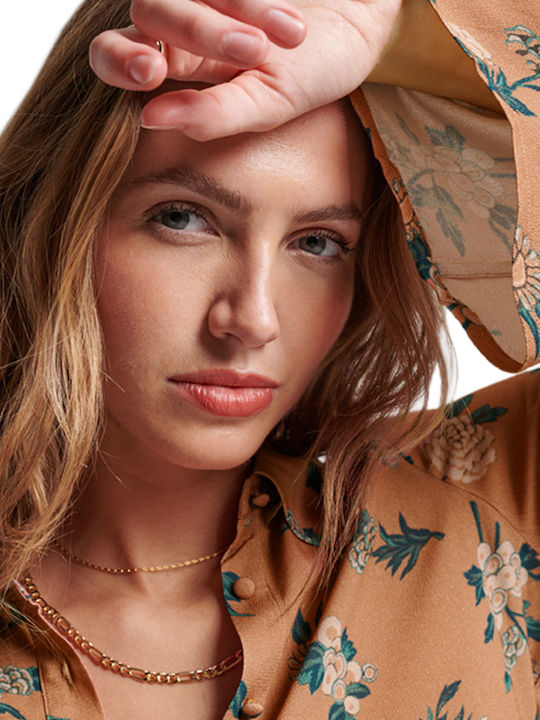 Studios Seventies Women's Floral Long Sleeve Shirt Brown