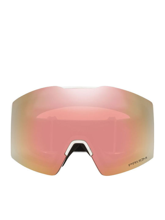 Oakley Fall Line L Μάσκα Σκι & Snowboard Ενηλίκων Λευκή με Φακό Καθρέπτη σε Ροζ Χρώμα