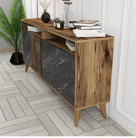 Bufet Black Marble 160x35x78cm