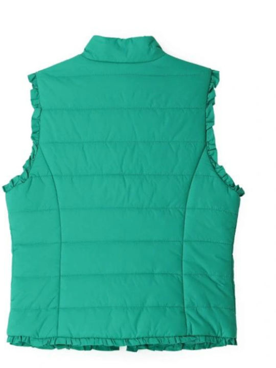 Kids' Quilted Jacket Sleeveless Short Green
