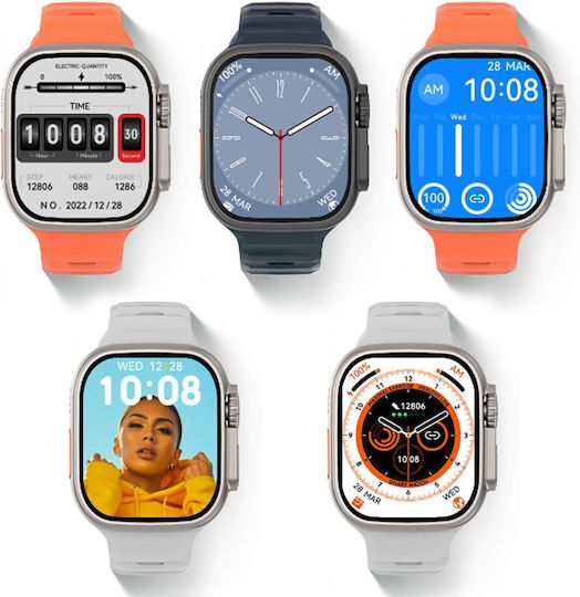DT NO.1 DT8 Ultra Aluminium 43mm Smartwatch with Heart Rate Monitor (Black Case / Black Silicone Strap)