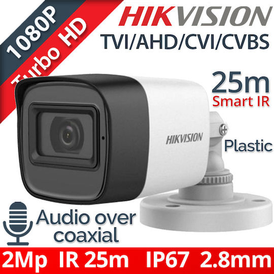 Hikvision DS-2CE16D0T-ITPFS CCTV Cameră de Supraveghere Full HD 1080p Rezistentă la apă cu Microfon și Lentilă 2.8mm