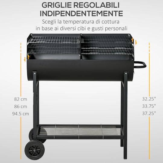 Outsunny Holzkohlegrill 90cmx45cm