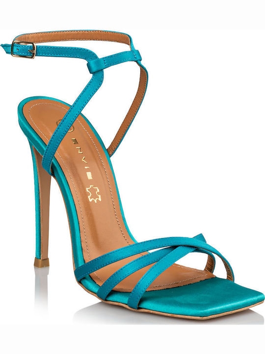 Envie Shoes Δερμάτινα Πέδιλα Τιρκουάζ