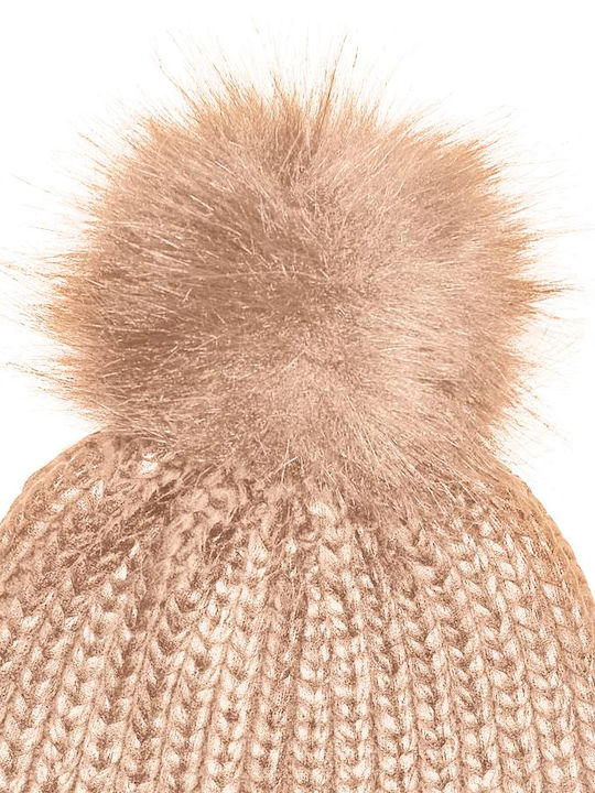 Pom Pom Beanie Beanie in Beige color