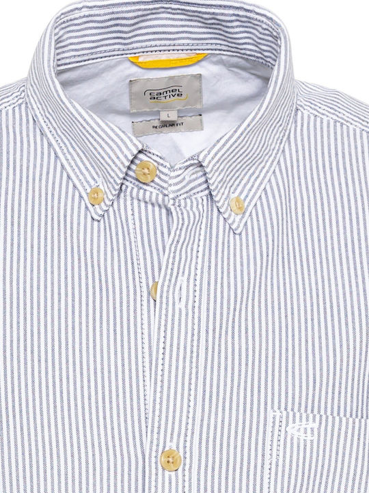 Long-sleeved Cotton Shirt Striped Blue