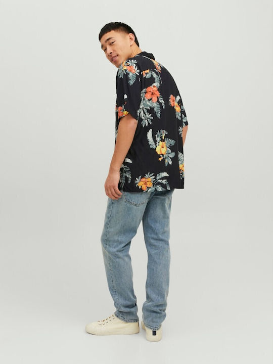 Short-sleeved Shirt Floral Black