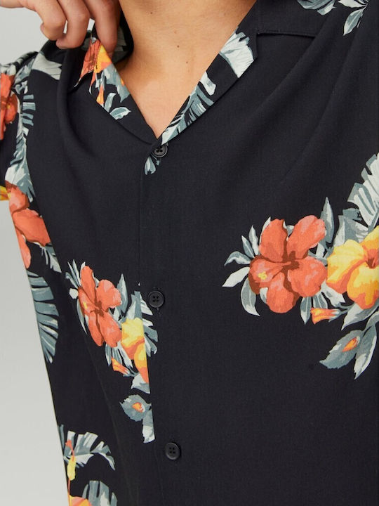 Short-sleeved Shirt Floral Black