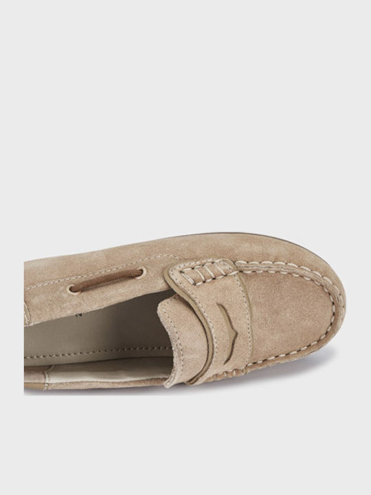 Leather Slip-On Moccasins Beige