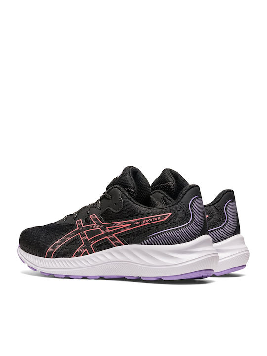 Gel Excite 9 GS Kids Sports Shoes Running with Laces Black / Papaya