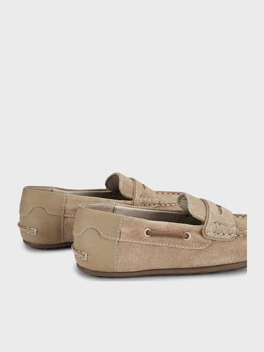 Leather Slip-On Moccasins Beige